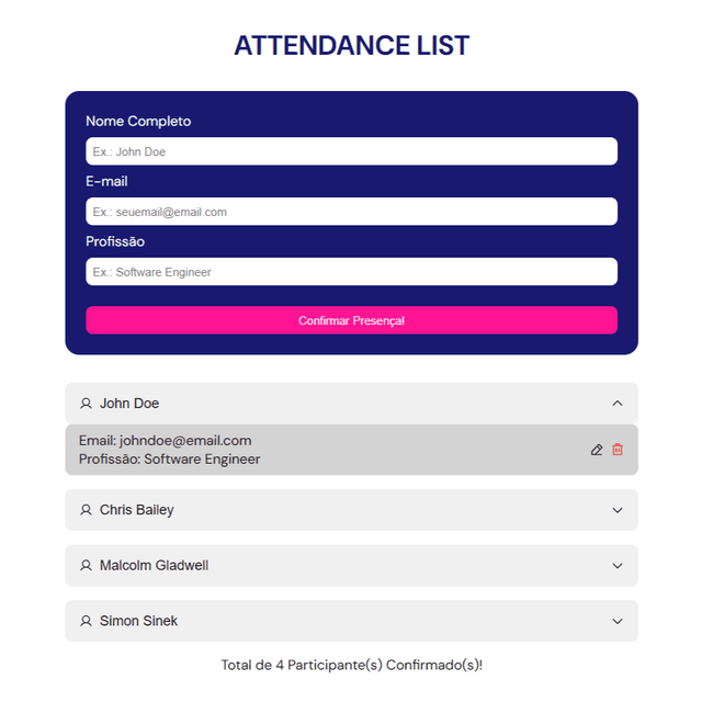 Attendance List Screen